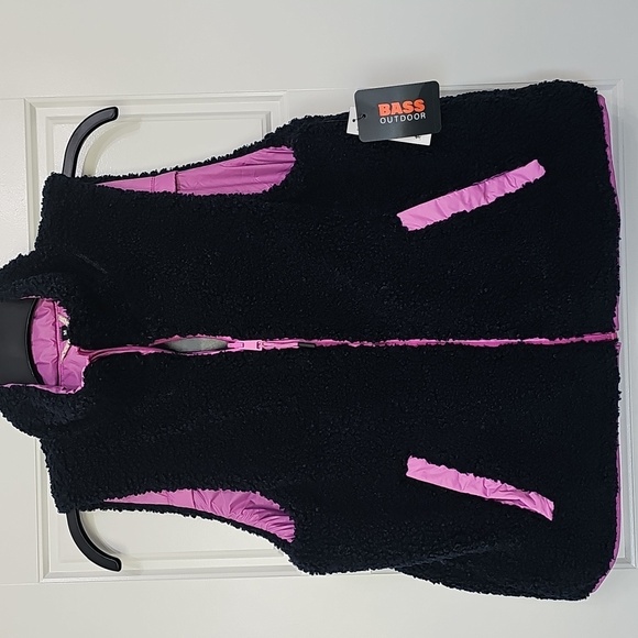 BASS OUTDOOR Womens Navy Reversible Sherpa Sleeveless Puffer Vest NWT $79 Sz M - Picture 2 of 5